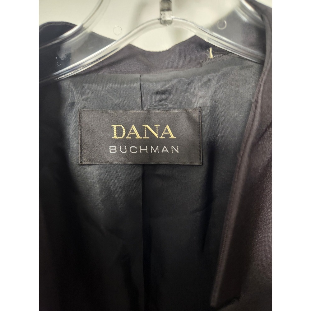 Dana‎ Buchman Silk Wool Blazer Jacket Black Single Breasted One Button Lined Lrg - Picture 5 of 13